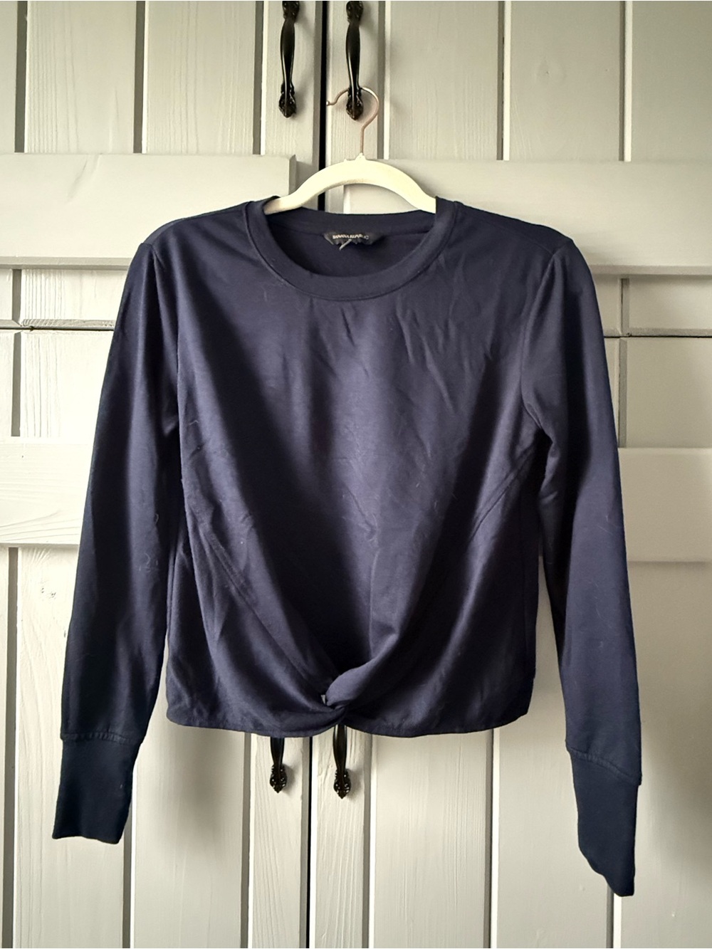 Banana Republic Navy Twist-Knot Long Sleeve Sweatshirt